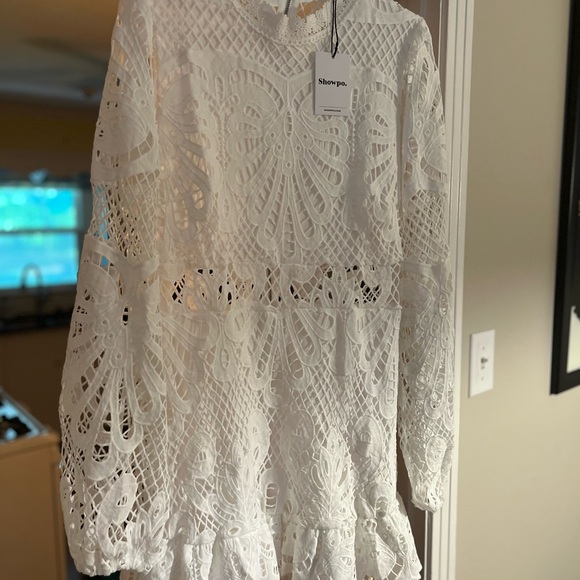 kiss me now dress in white lace Showpo. | Dresses | Showpo Kiss Me Now White Lace Long Sleeve Mini Dress